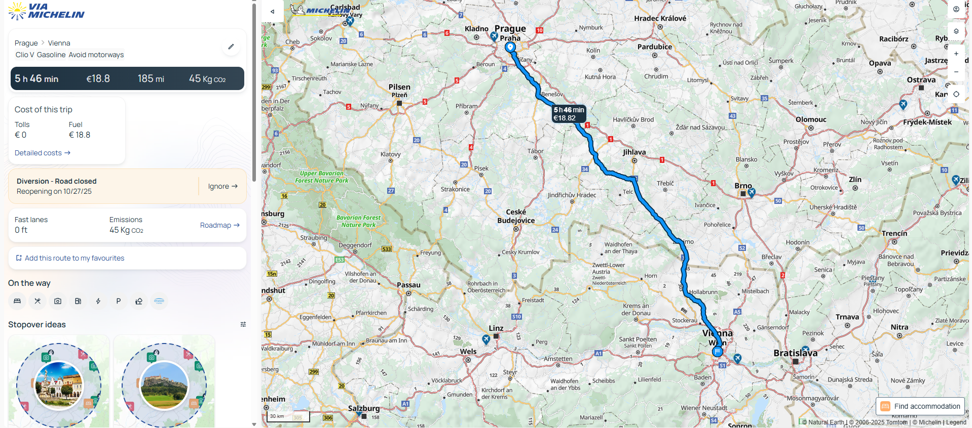 Plánovač tras Via Michelin